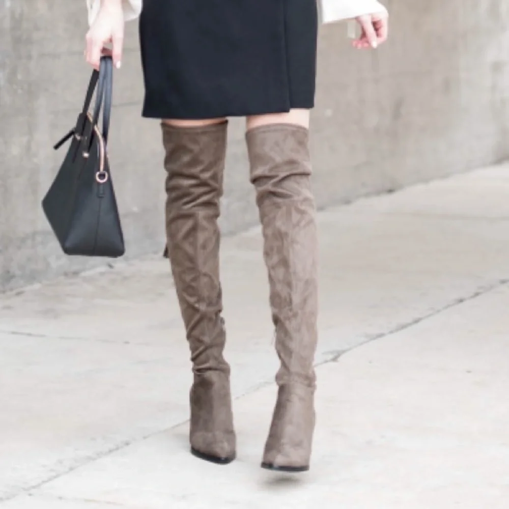 Marc Fisher Gray Suede Alinda Over the Knee Boots